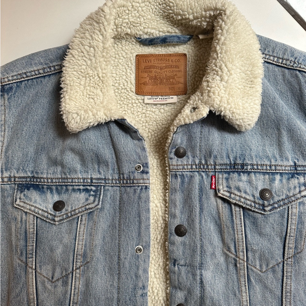 Mens Medium Levi Strauss Sherpa Lined Denim Jacket - Picture 4 of 6